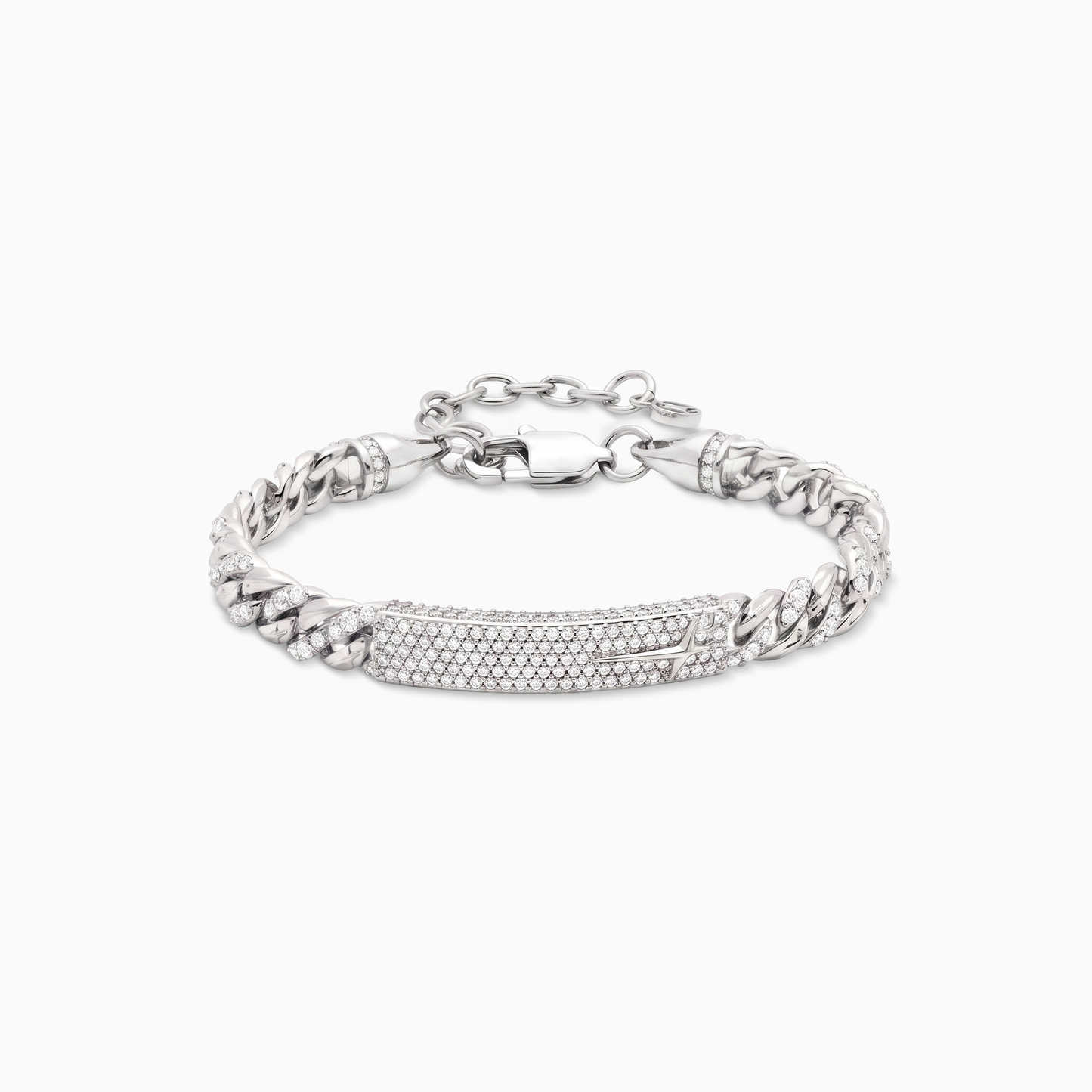Iced Icon Cuban Link Plate Bracelet 6mm 1/2 Silver