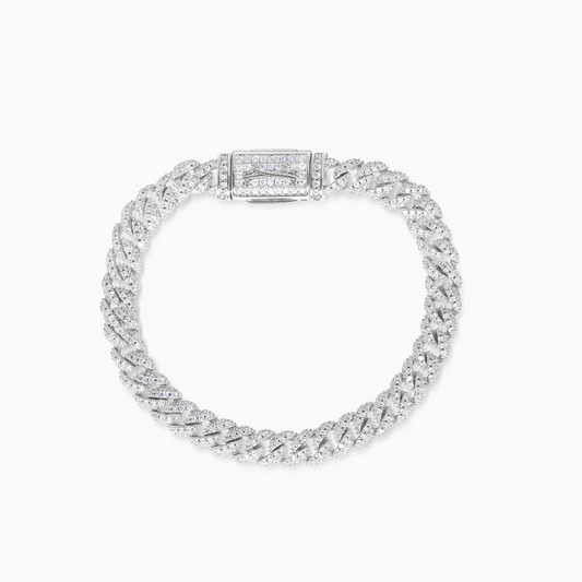 Iced Cuban link bracelet 6.8 mm silver