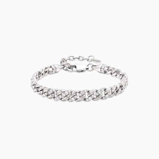 Bracelet Iced Icon Cuban link 6mm 1/2 - Argenté