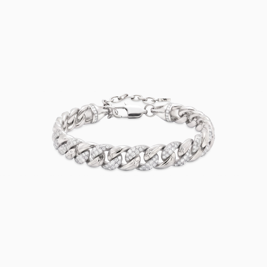 Bracelet Iced Icon Cuban link 8mm 1/2 - Argenté