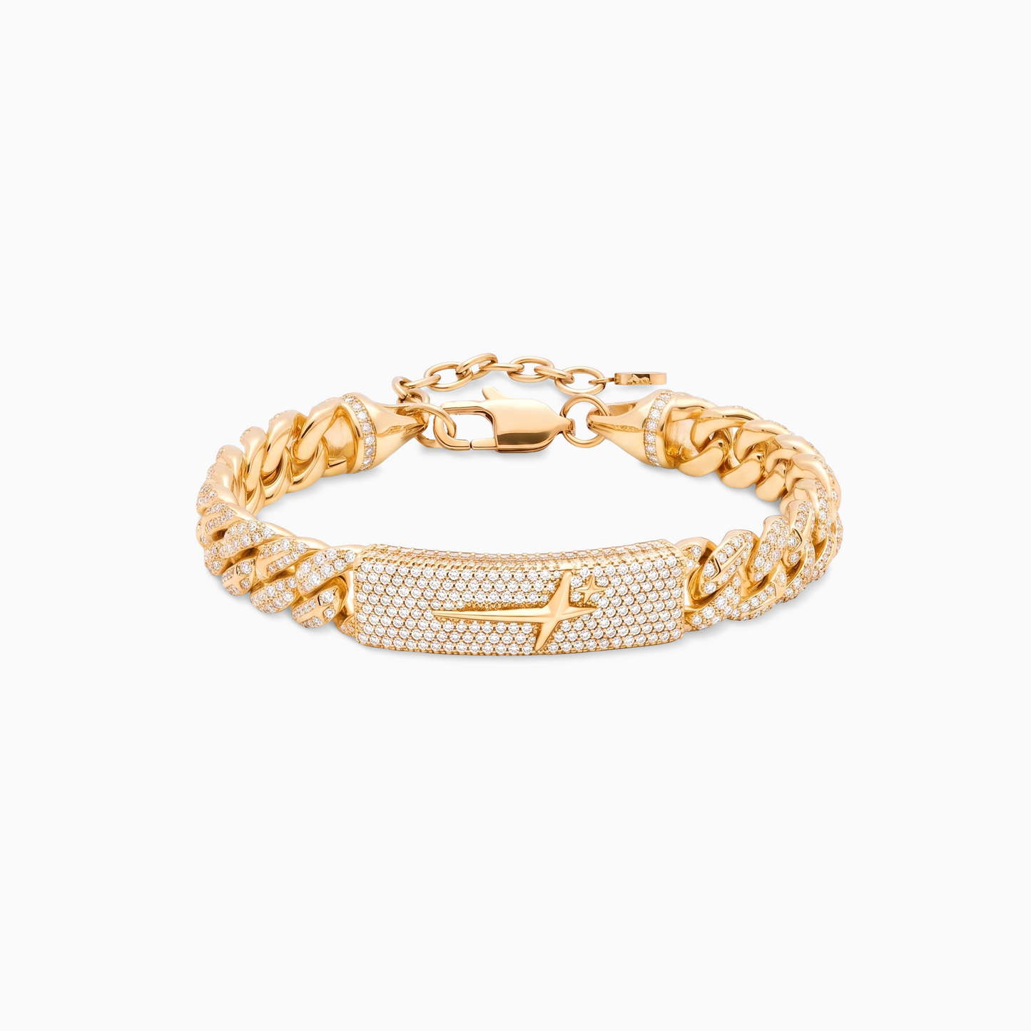 Iced Icon Cuban Link Plate Bracelet 8mm Gold