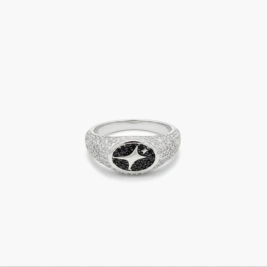 Iced Oval signet ring silver