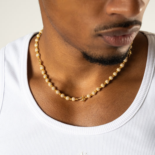 Gold Signature Iced Bead Link Chain