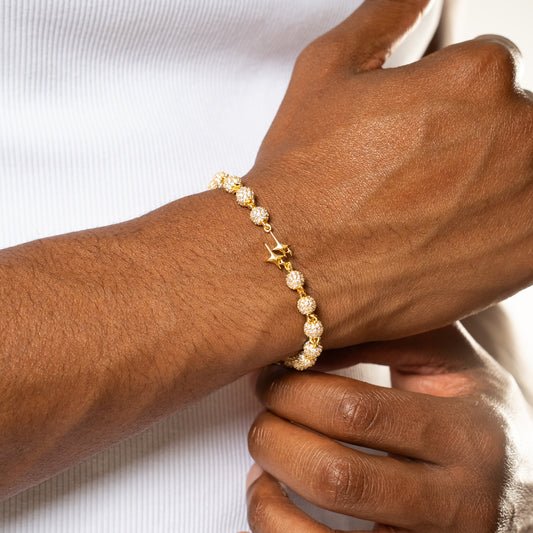 Signature Iced Bead link Bracelet Gold
