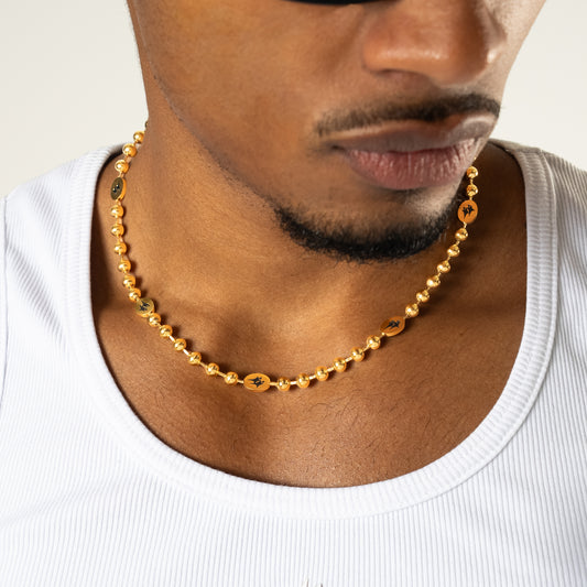 Gold Signature Bead Link Chain