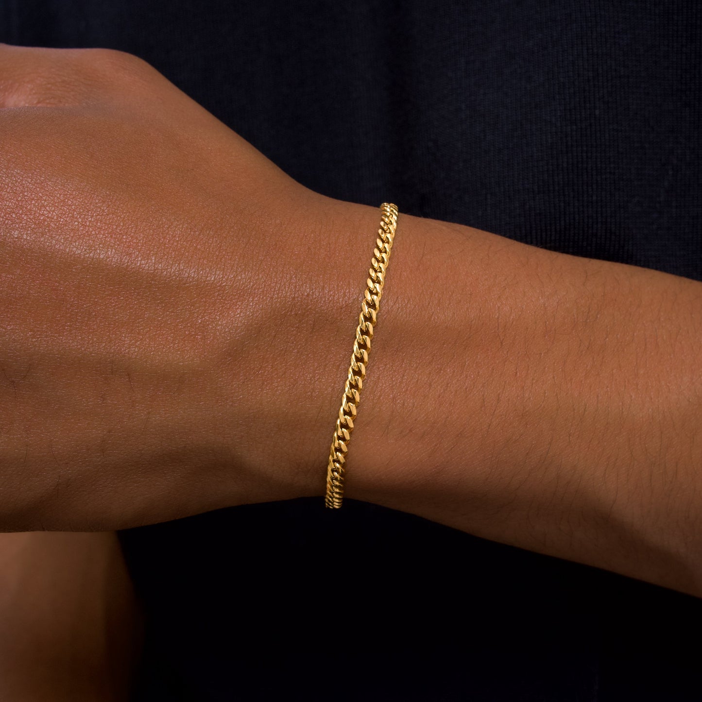 Cuban link bracelet 3 mm gold