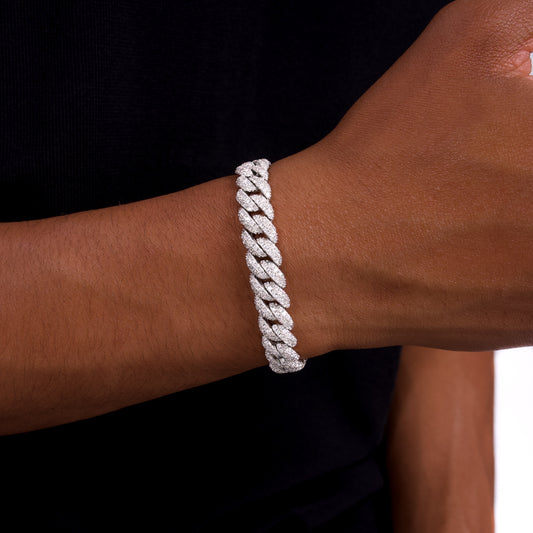 Iced Cuban link bracelet 10 mm silver