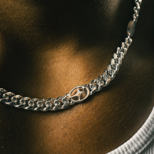 Cuban link chain 8 mm Signature Silver