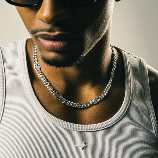 Cuban link chain 8 mm Signature Silver