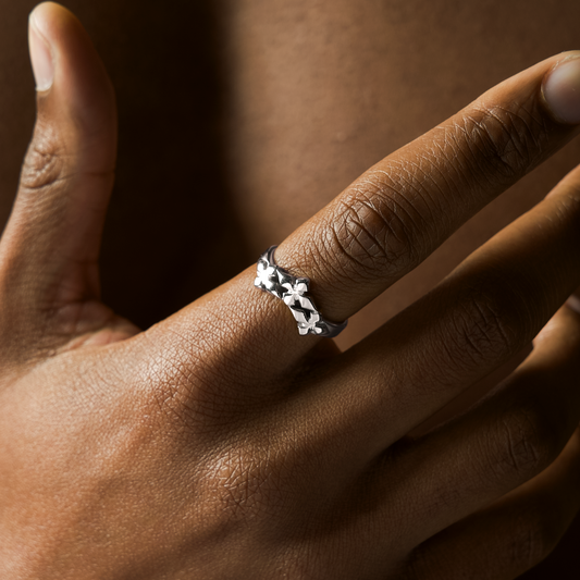Triple crossed star ring - Silver