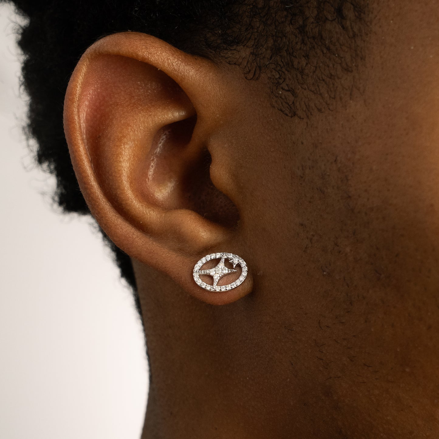 Iced Round signature silver earrings