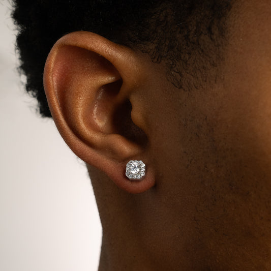 Clustered tennis silver earrings