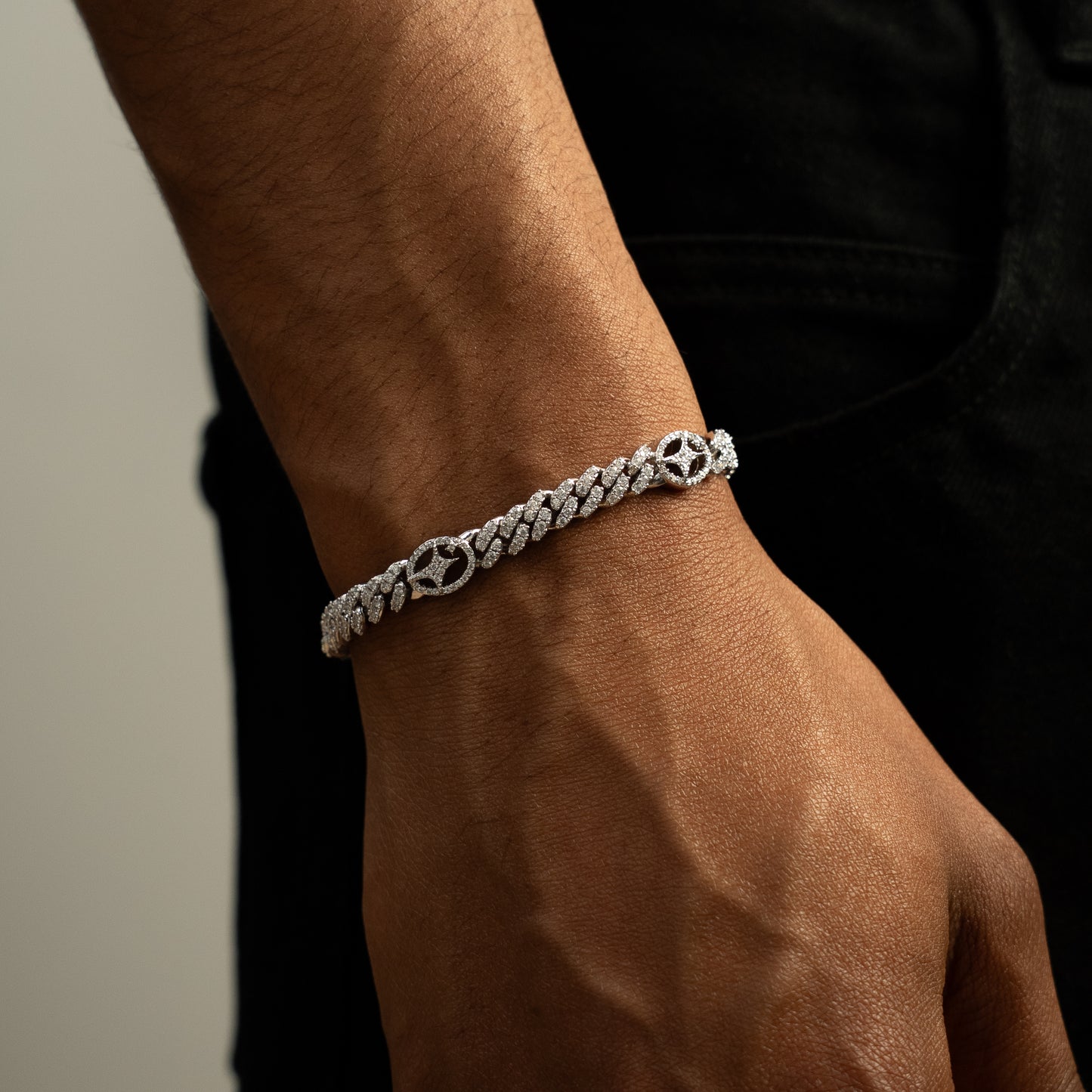 Bracelet Iced Cuban link Signature 5 mm Argenté