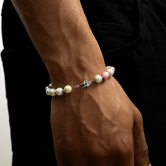 Bracelet Pearl Double Stars Argenté - Multicolore