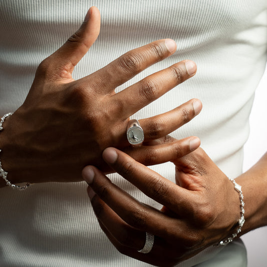 Iced Raw ring Argentée - Motif Blanc