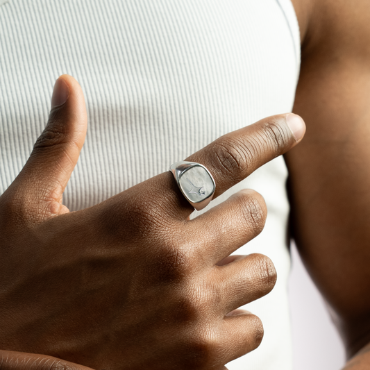 Raw Ring Argentée - Motif Blanc