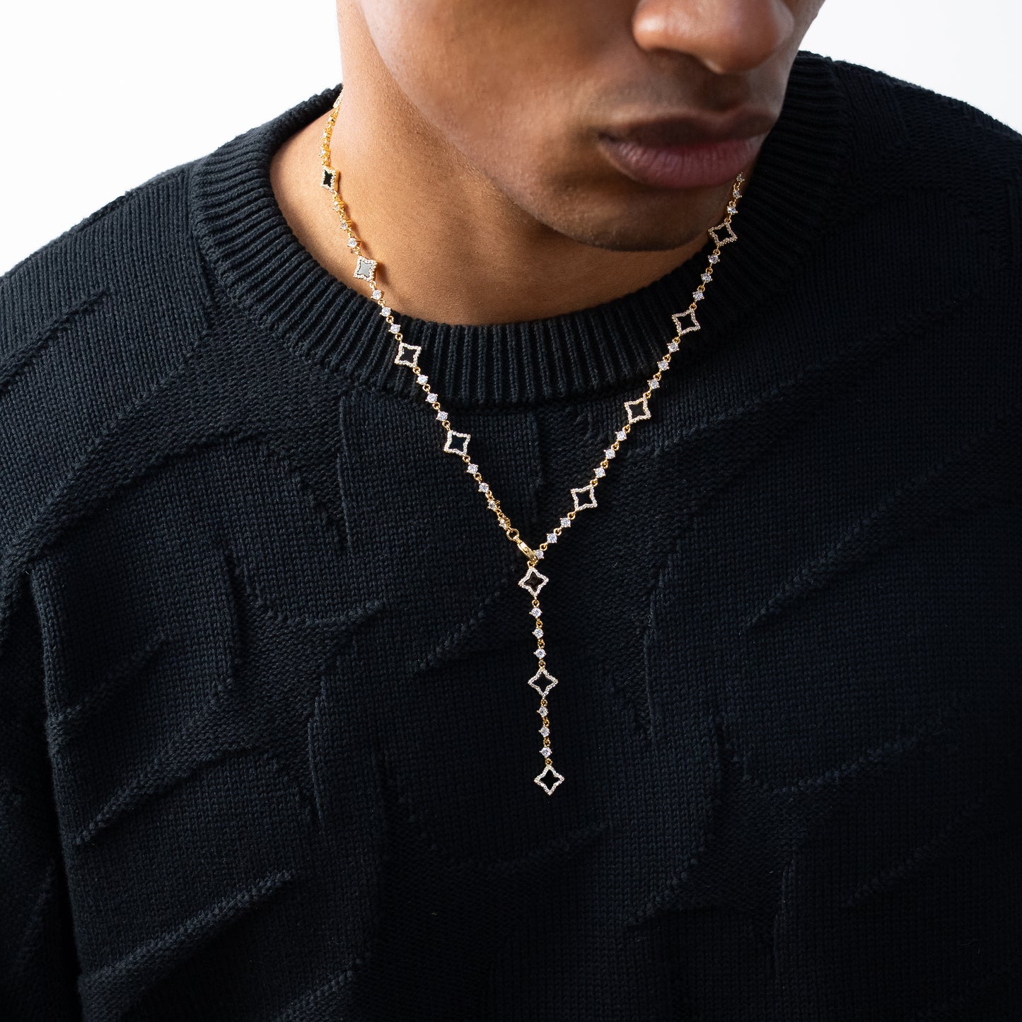 Lariat Flower Tennis Gold - Black Pattern