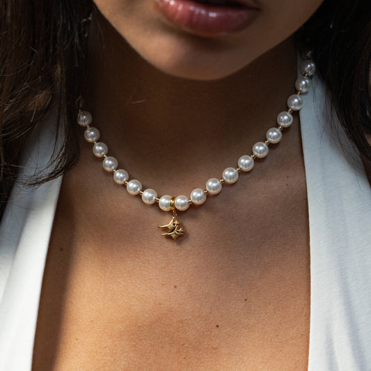 Pearl Double Stars Gold Chain