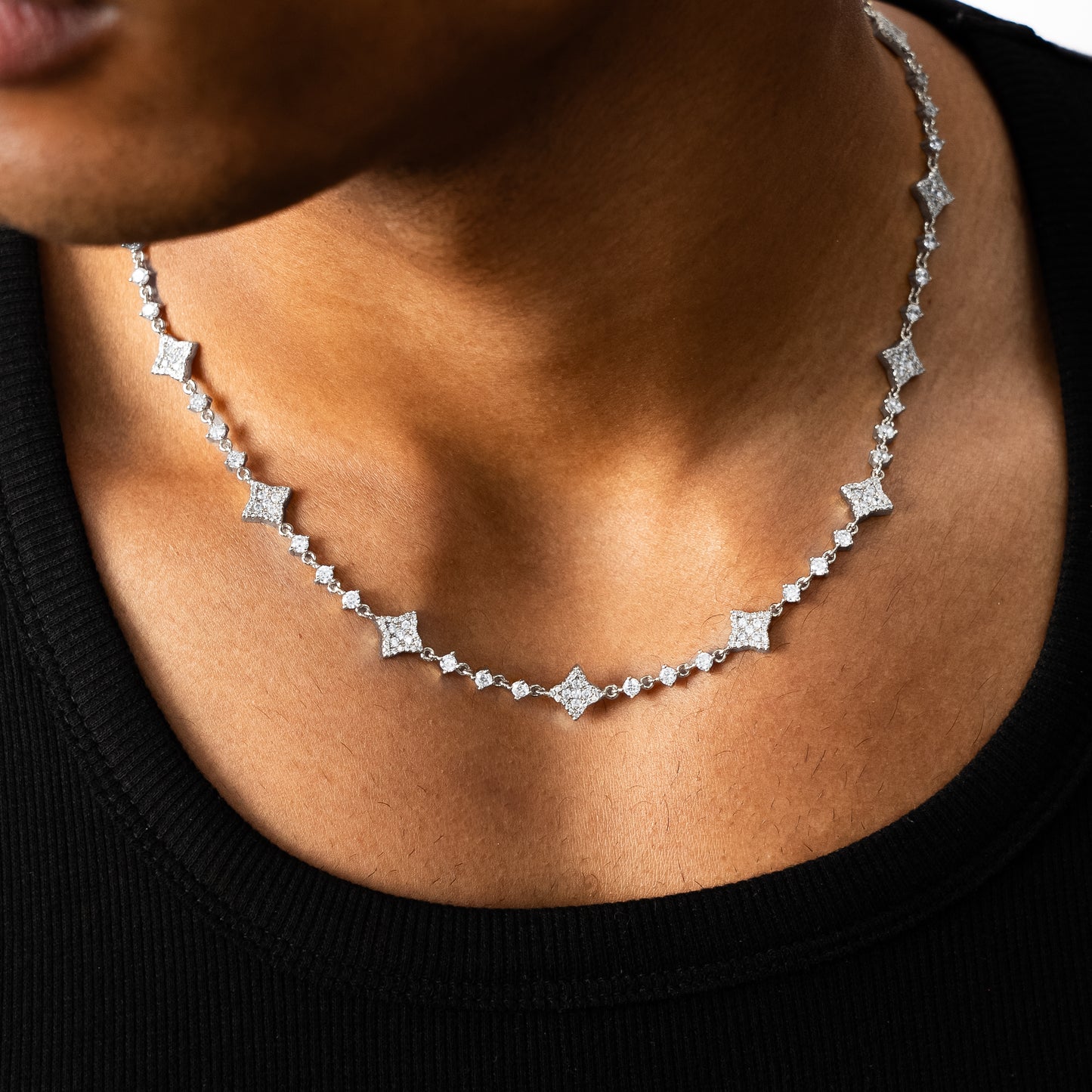 Silver Flower Tennis Chain