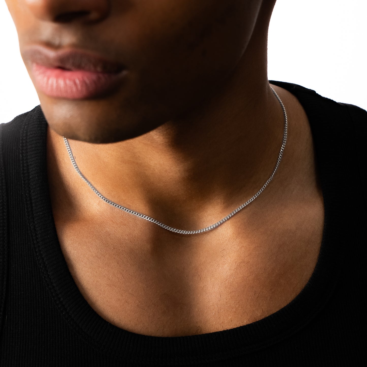 Chaîne Cuban link 2 mm argentée
