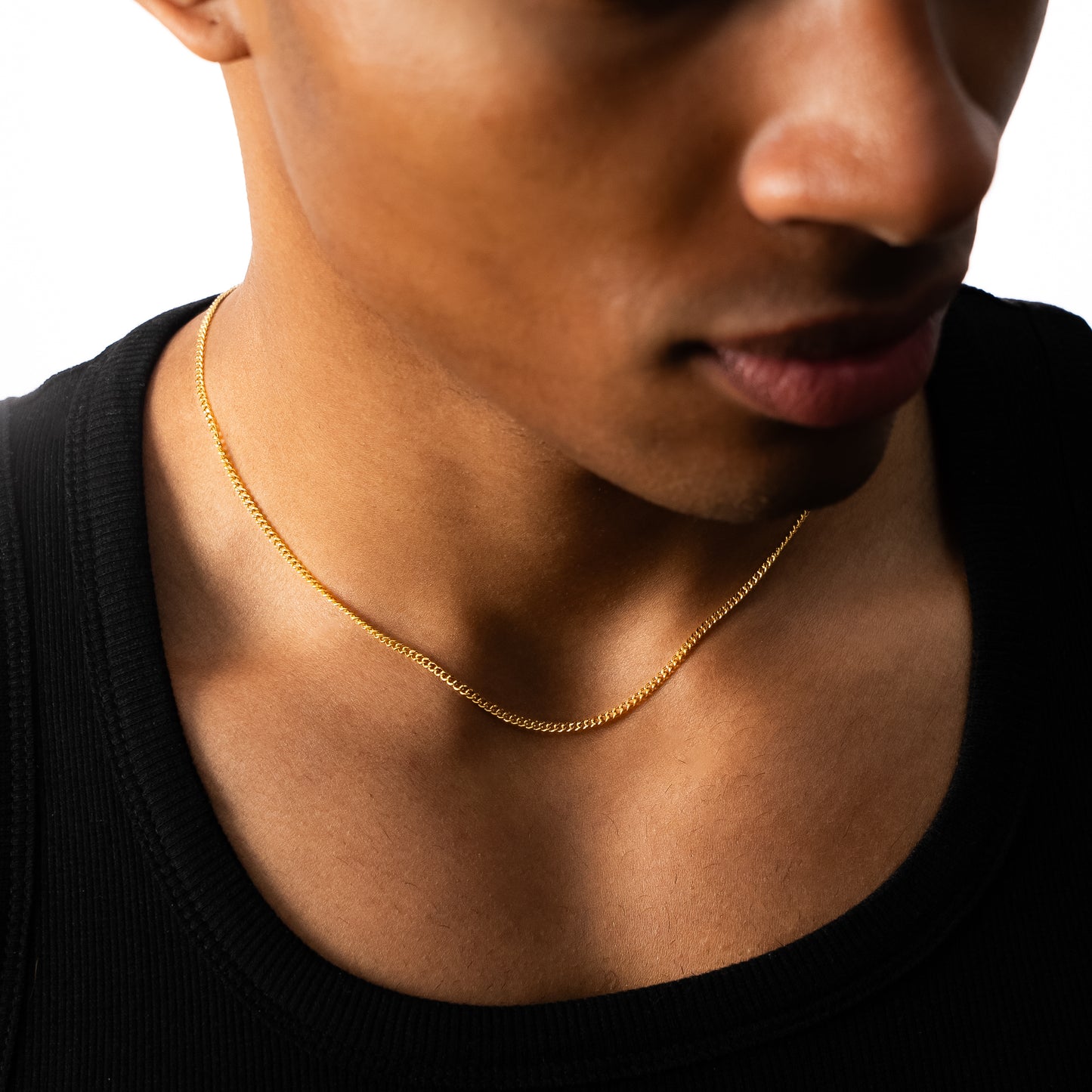 Cuban link chain 2 mm gold