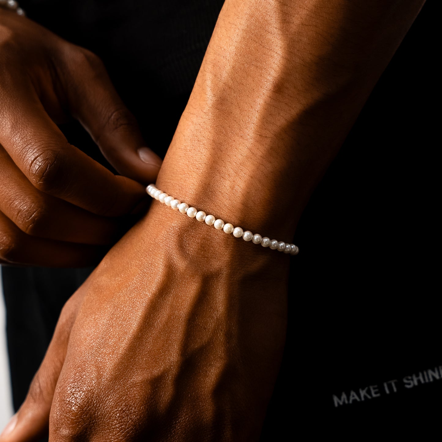 Bracelet perlé 4 mm argenté