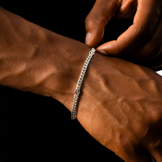 Cuban link bracelet 4 mm Signature Silver