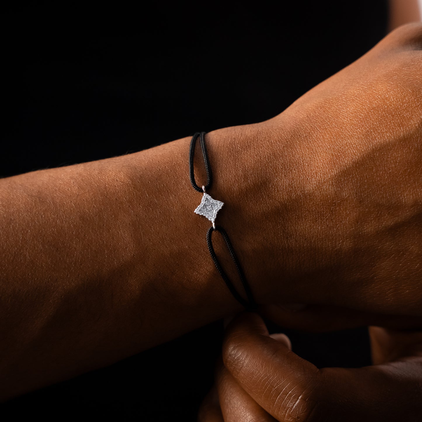 Bracelet cordon Flower - Noir