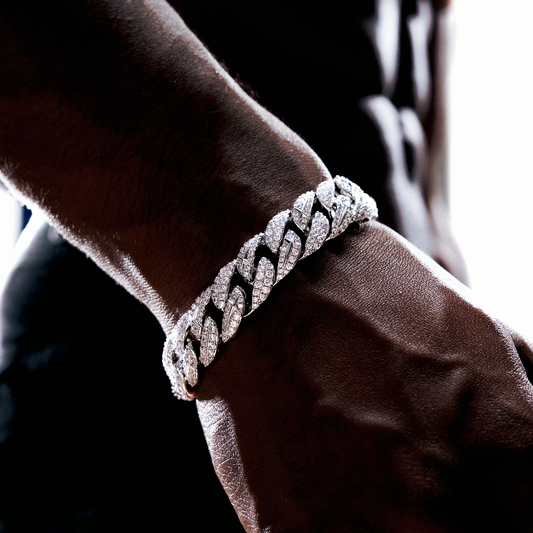 Bracelet Iced Icon Cuban link 15mm - Argenté