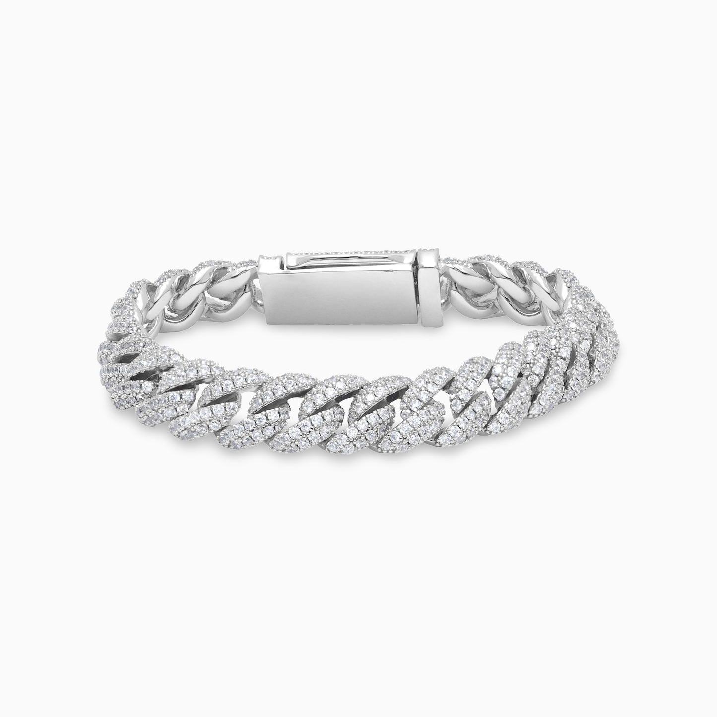 Iced Cuban link bracelet 10 mm silver