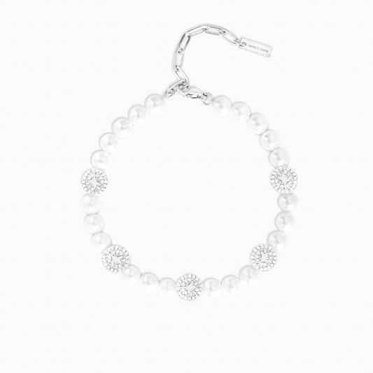 Silver Monogram Pearl Bracelet