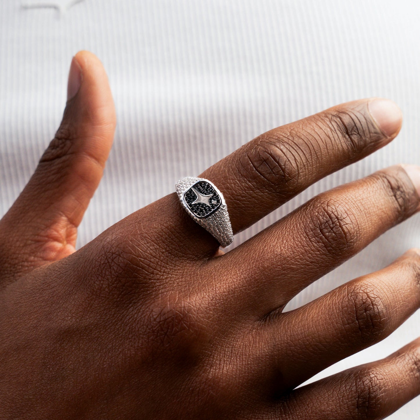 Iced Square signet ring silver