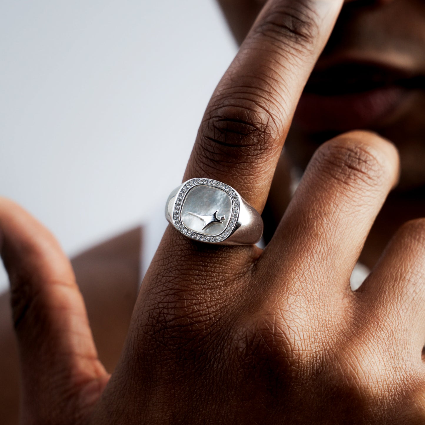 Iced Raw ring Argentée - Motif Blanc
