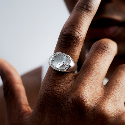 Iced Raw ring Argentée - Motif Blanc