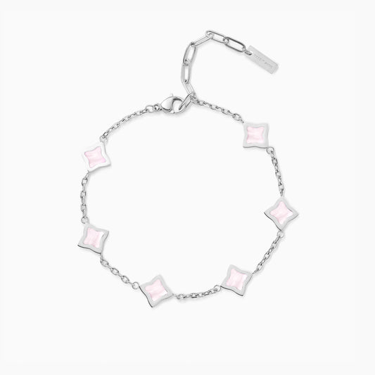 Silver Flower Cable Bracelet - Rose Pattern