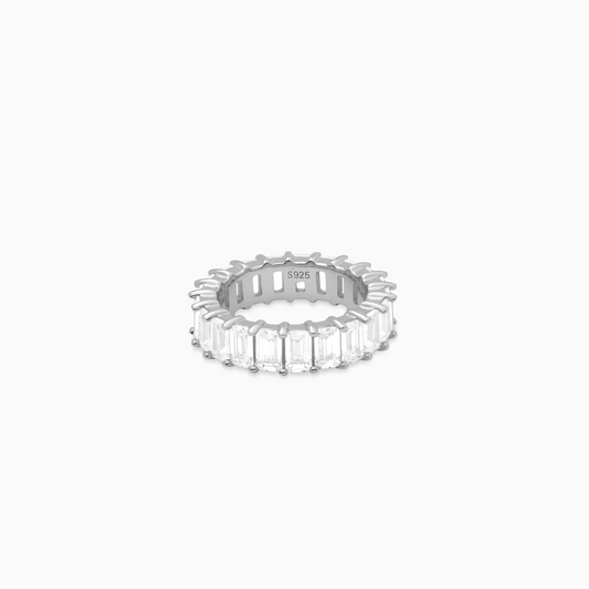 Baguette eternity ring argentée - Blanc