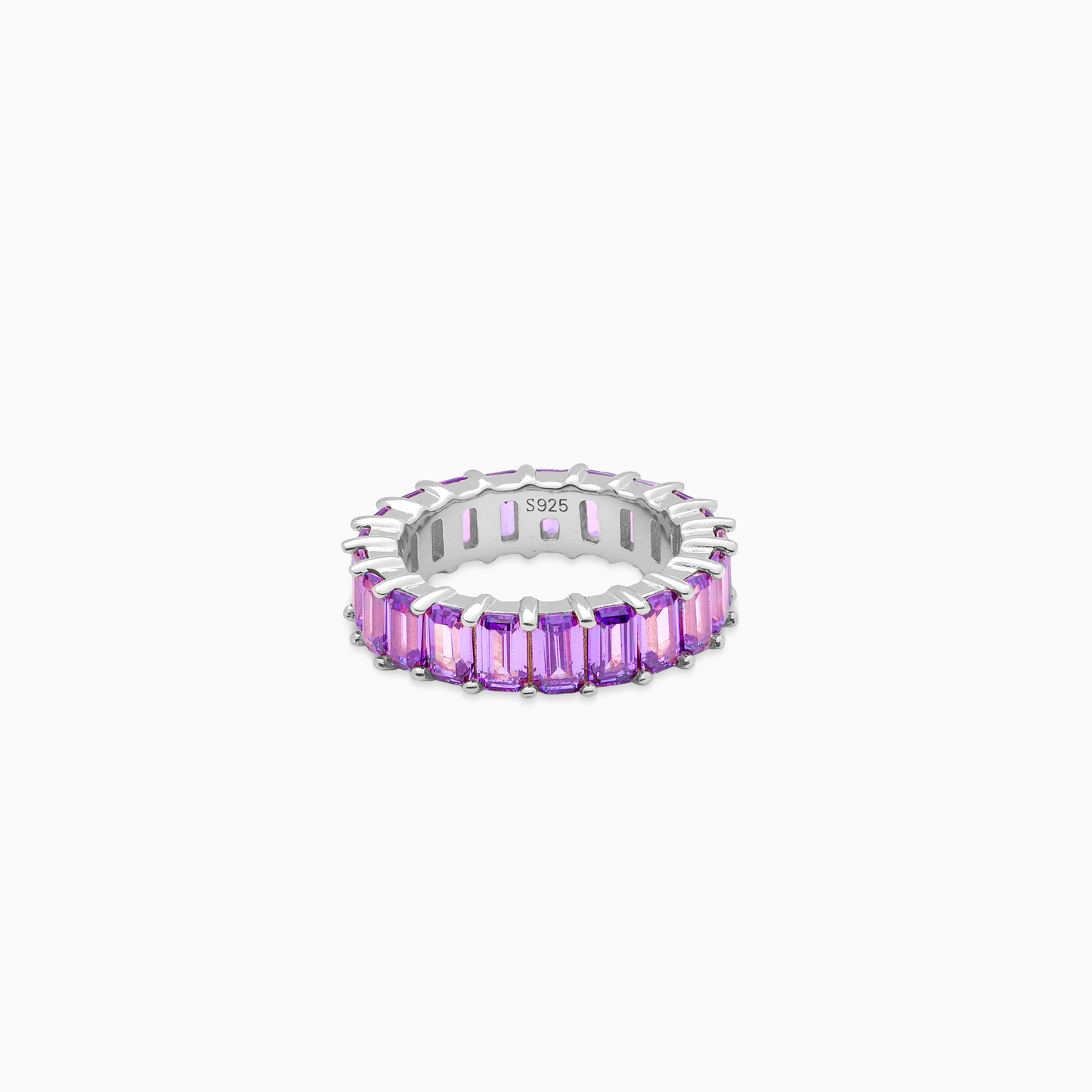 Baguette eternity ring argentée - Violet