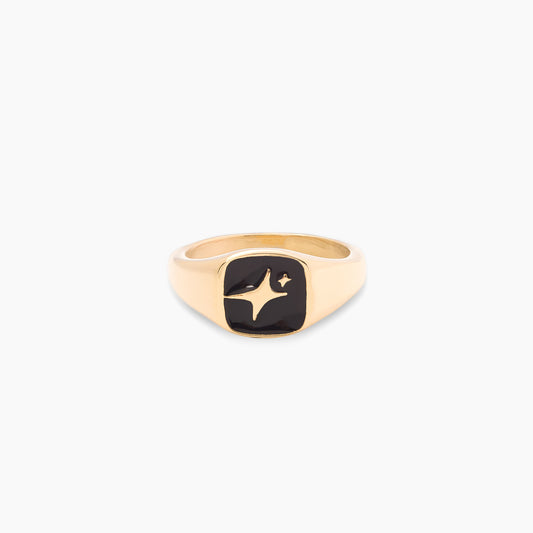 Signature Square signet ring gold