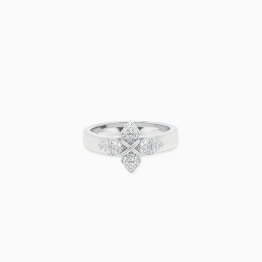 Iced crossed star ring - Silver