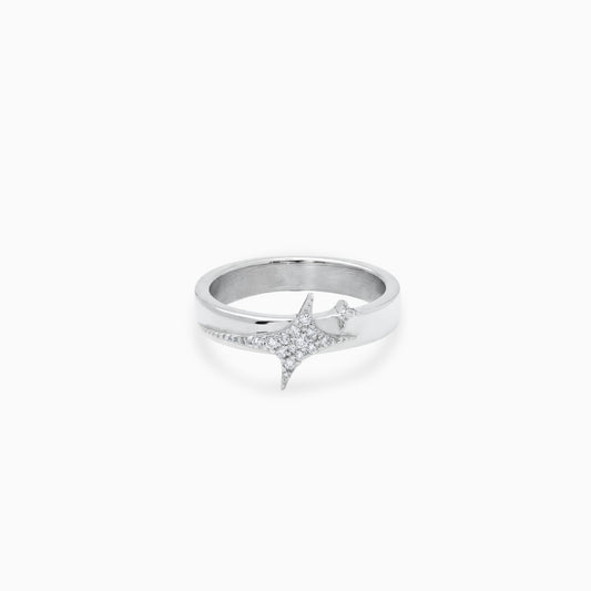 Iced signature silver ring