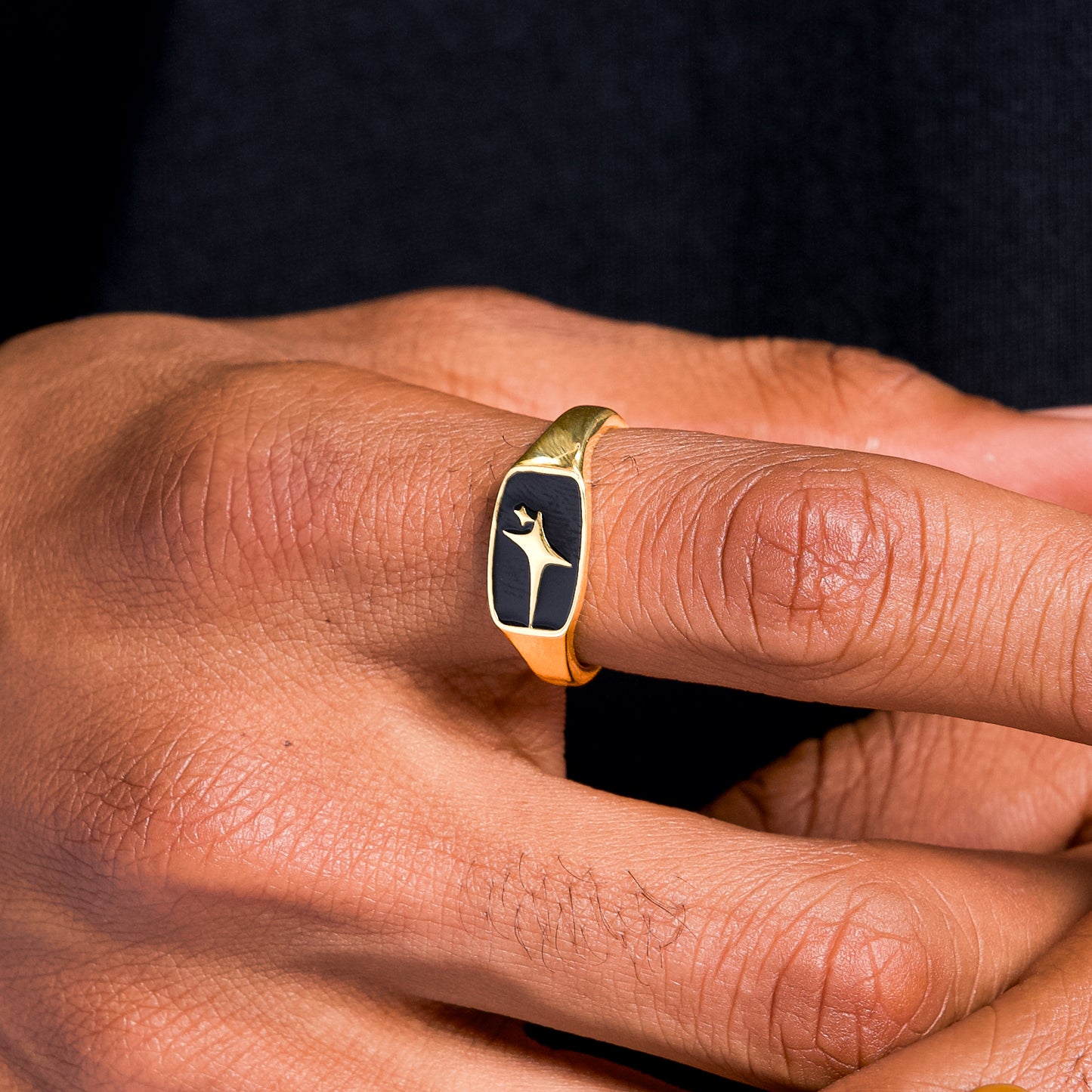 Signature Rectangle signet ring dorée