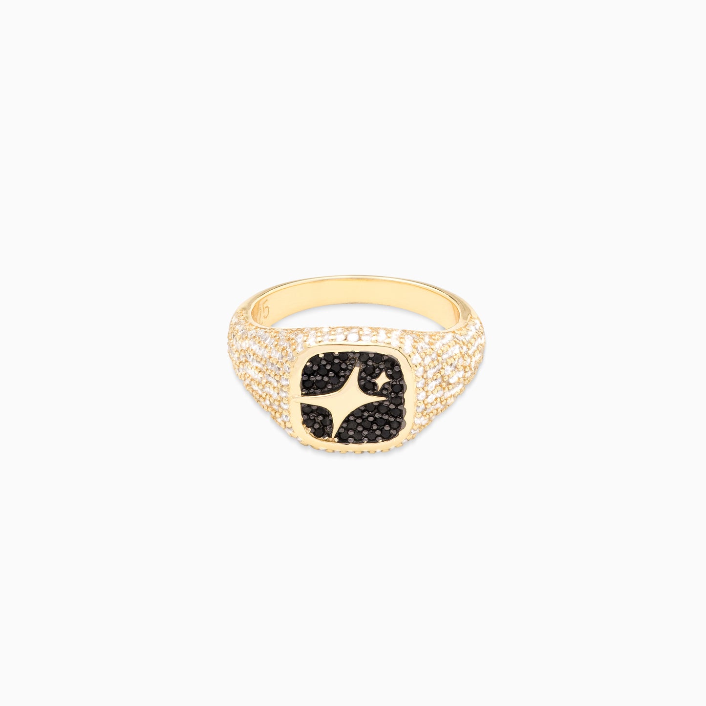 Iced Square signet ring dorée