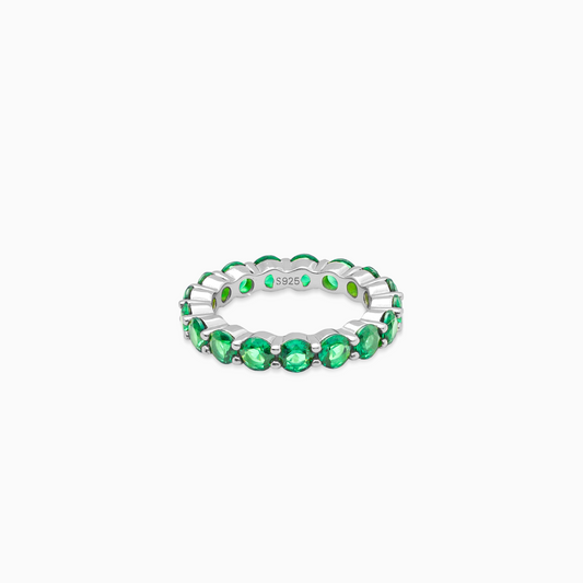 Silver Eternity Ring - Green