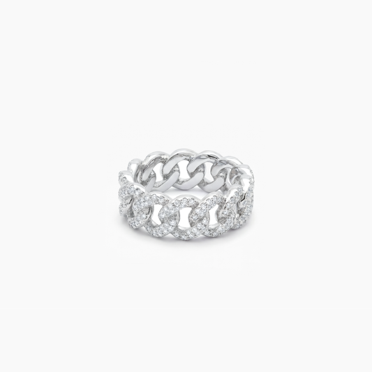 Iced Cuban link ring argentée