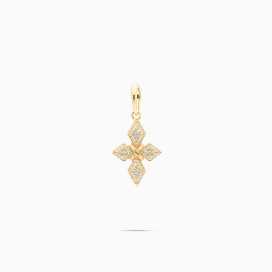 Iced Crossed Star Pendant - Gold