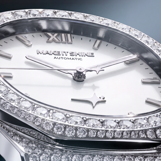 Iced ASON1 - Cadran Blanc & Bracelet Acier inoxydable 316L - Moissanite VVS