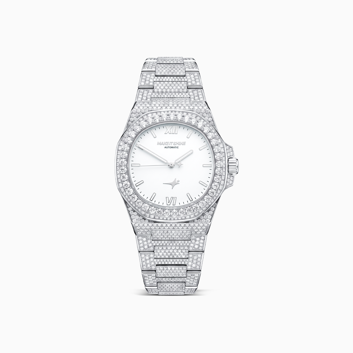 Iced ASON1 - White Dial & 316L Stainless Steel Bracelet - VVS Moissanite