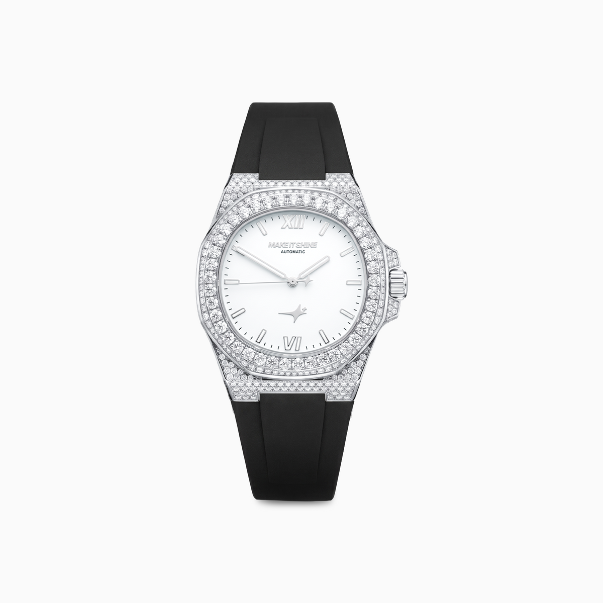 Iced ASON1 - Cadran Blanc & Bracelet Rubber - Moissanite VVS