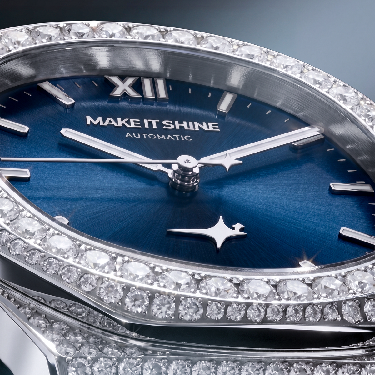 Iced ASON1 - Cadran Bleu & Bracelet Rubber - Moissanite VVS