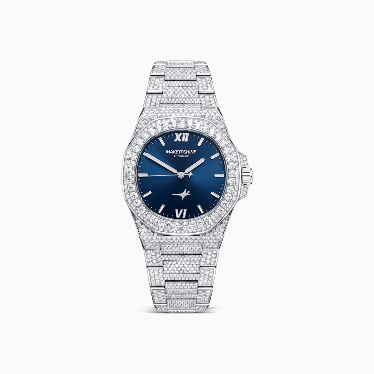Iced ASON1 - Cadran Bleu & Bracelet Acier inoxydable 316L - Moissanite VVS